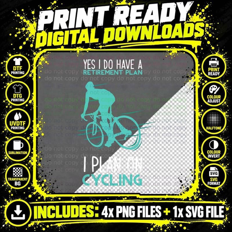 Funny Retirement Plan Cycling - Bicycle Gift T-Shirt Png SVG Digital Bundle