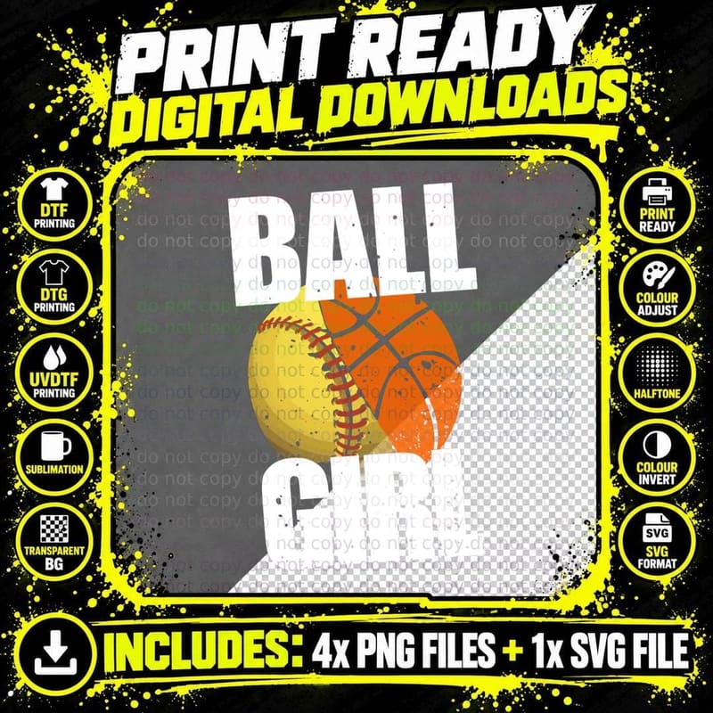 Funny Softball Basketball Girl Pullover Hoodie Png SVG Digital Bundle