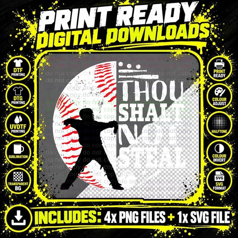 Funny Thou Shalt Not Steal Baseball Catcher Quotes Png SVG Digital Bundle