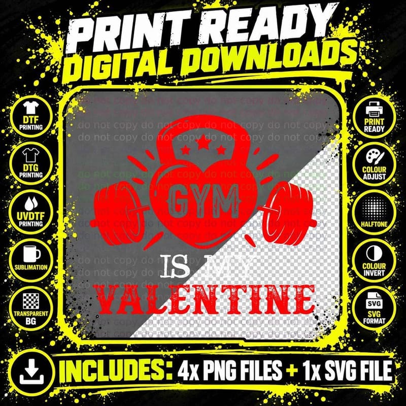 Funny Valentines Day Quotes, GYM Is My Valentines Design Png SVG Digital Bundle
