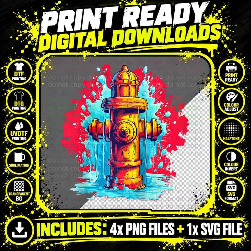 Funny Water Hydrant for Firefighter, Funny Png SVG Digital Bundle