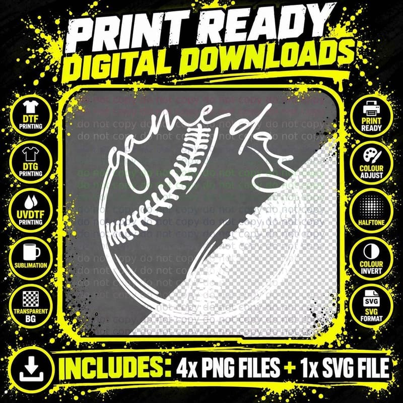 Game Day Vibes Softball Season Baseball Season Gamer Png SVG Digital Bundle