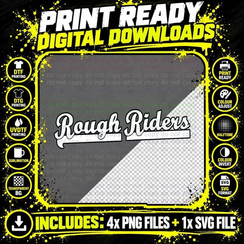 Go ROUGH Riders Soccer Football Baseball Basketball Png SVG Digital Bundle