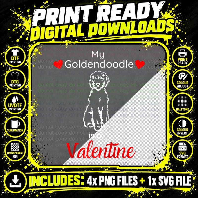 Golden Doodle Valentines Day Gift for Mom Dad Dog Lovers Png SVG Digital Bundle