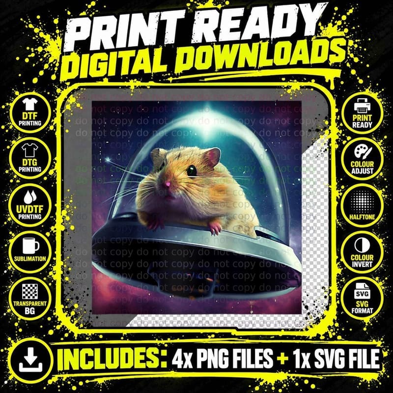 Hamster Lovers in Fun UFO, P T-Shirt Png SVG Digital Bundle