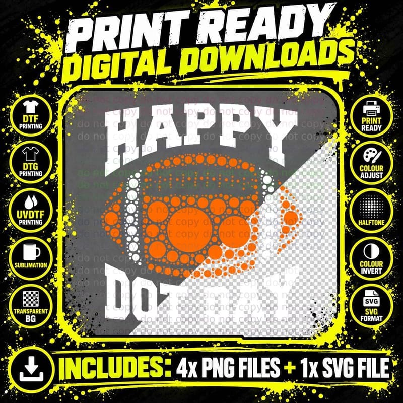 Happy Dot Day Celebration Football Player Coaches Boys Png SVG Digital Bundle