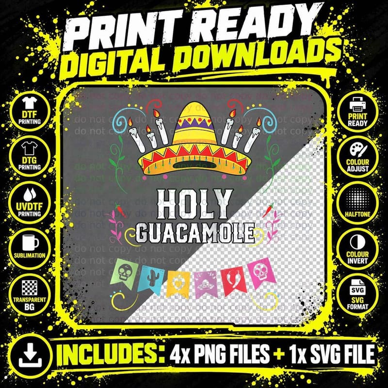 Holy Guacamole Lover Avocado Vegetarian Guac Dip Png SVG Digital Bundle