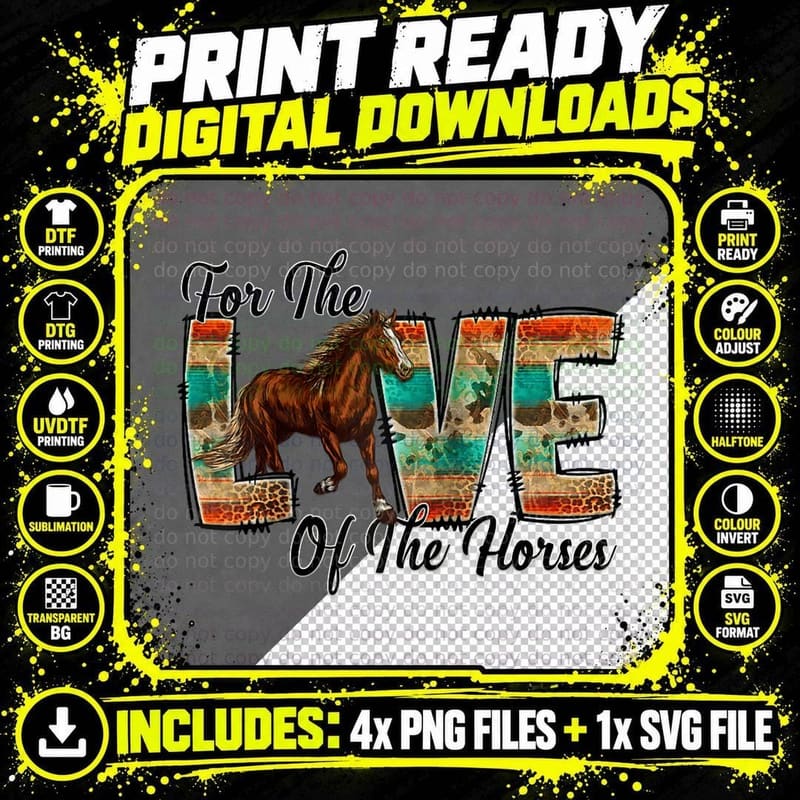 Horse Fan for the Love of the Horses Pony Equine Png SVG Digital Bundle