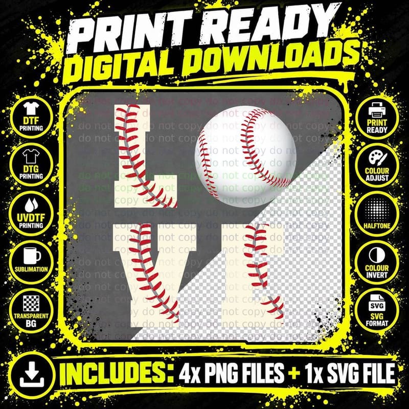 I Love Baseball America's Pastime for Sports Baseball Png SVG Digital Bundle