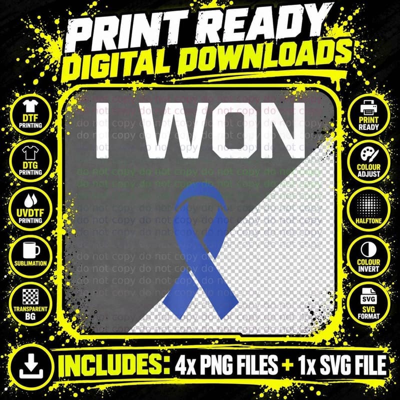 I Won - Fighter Warrior Rectal Cancer Awareness T-Shirt Png SVG Digital Bundle