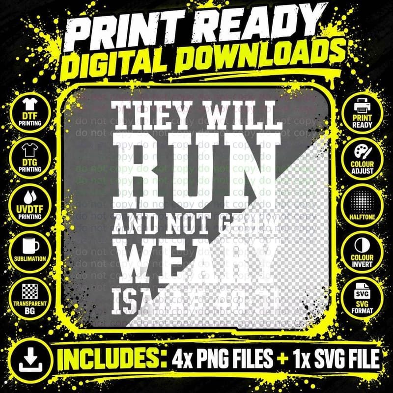 Isaiah 4031 Run Bible Christian Gym Workout Fitness Png SVG Digital Bundle