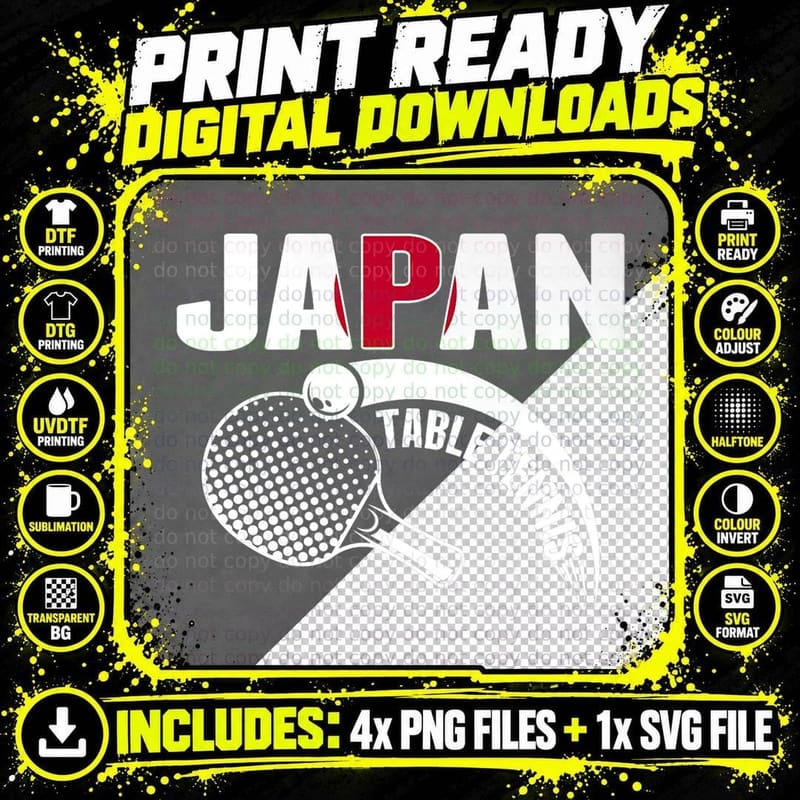 Japan Table Tennis Lovers Japanese Ping Pong Team Png SVG Digital Bundle