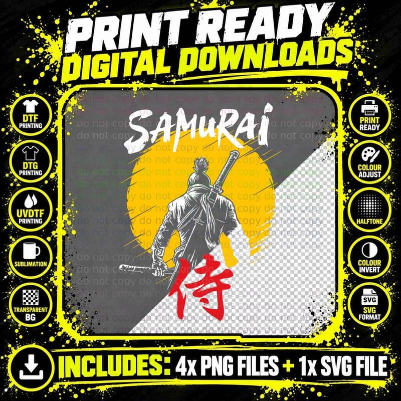 Japanese Samurai Fighter for Japan Fans T-Shirt Png SVG Digital Bundle