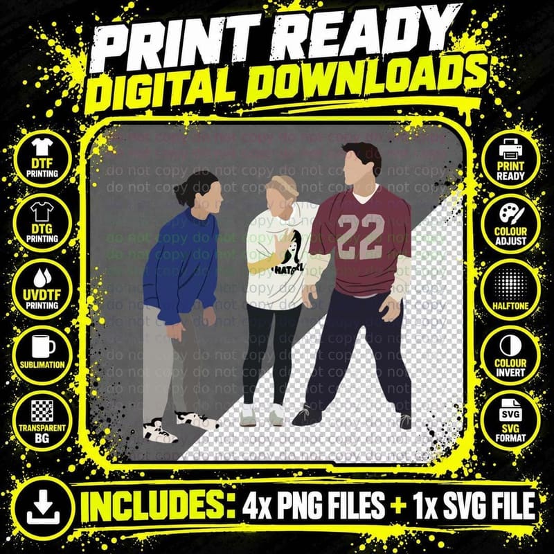 Joey, Phoebe and Monica Football T-Shirt Png SVG Digital Bundle