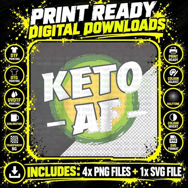 Keto Diet Ketones Ketogenic Diet Low Carbs High Fat Diet Png SVG Digital Bundle