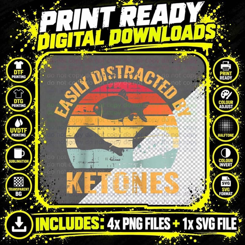 Ketones Retro Keto Food Ketogenic Ketosis Keto Diet Png SVG Digital Bundle