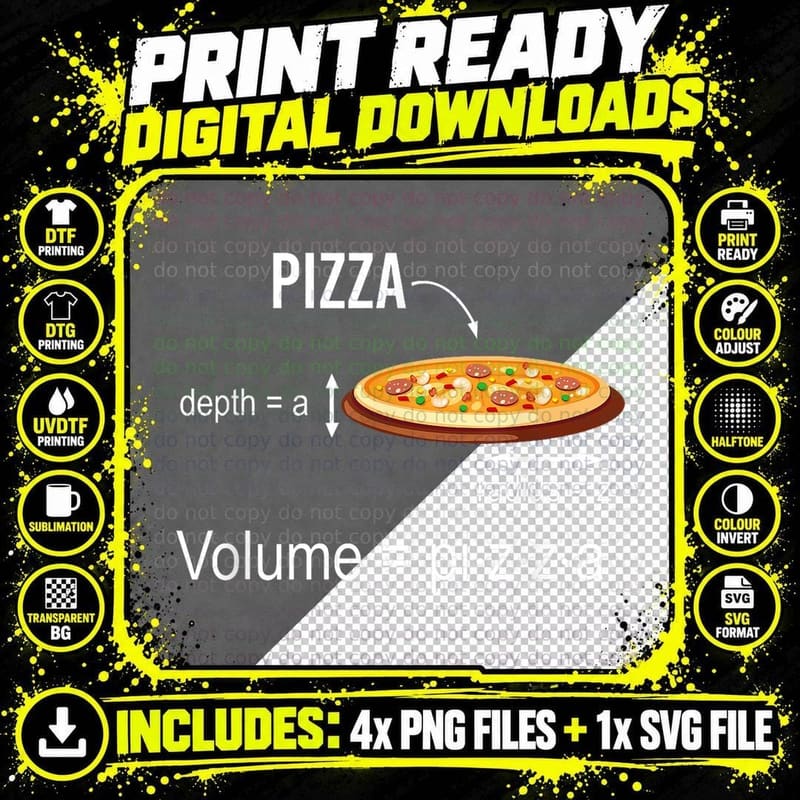 Maths Nerd Pizza Lovers Volume Formula Geek Math Teacher Png SVG Digital Bundle