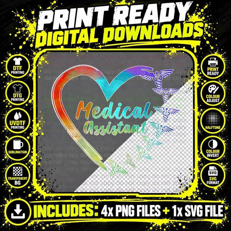 Medical Assistant Heart Med Assistant Exclusive Modern Png SVG Digital Bundle
