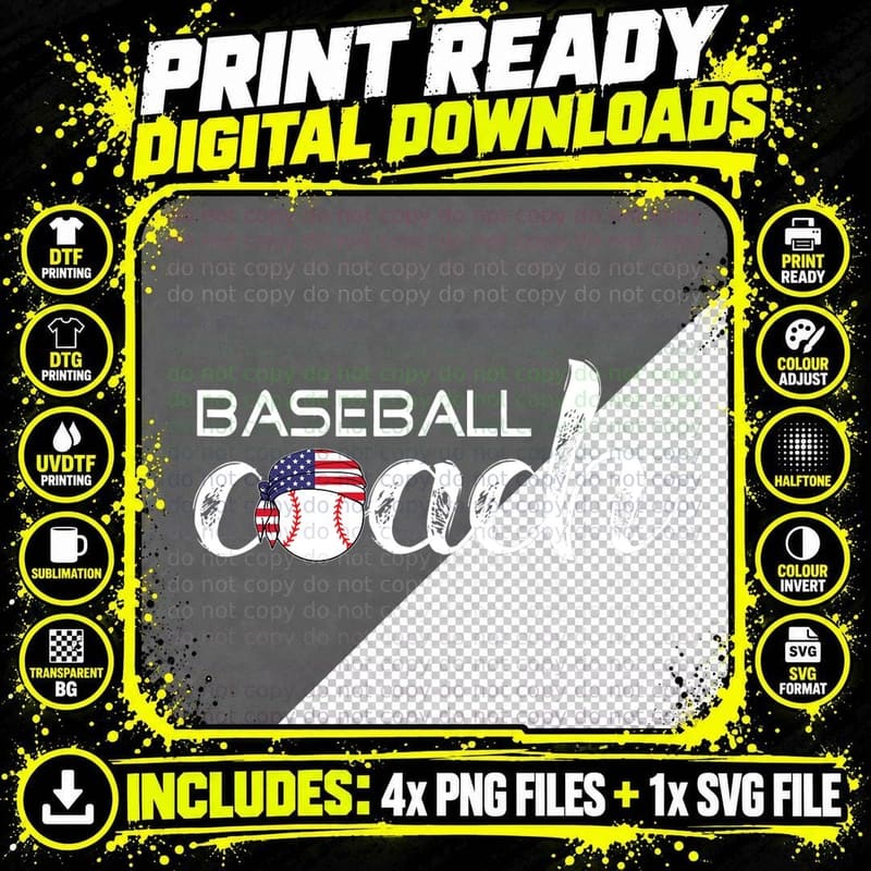 Mens Baseball Coach Top Gift for Ball Players & Coaches Png SVG Digital Bundle