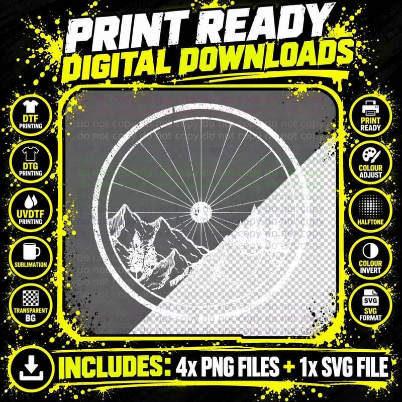 Mountain Bike - MTB Cycling Bicycle Biking Gift T-Shirt Png SVG Digital Bundle