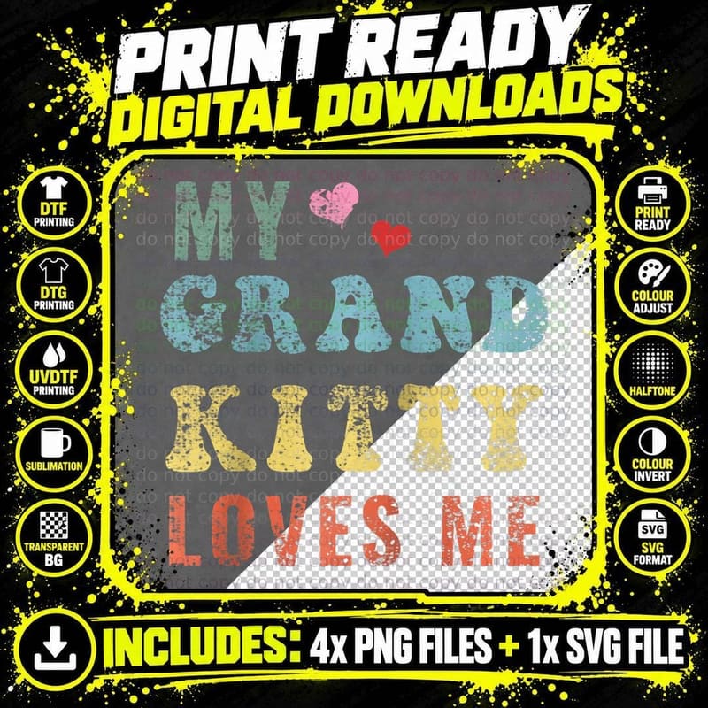 My Grandkitty Loves Modern Apparel Png SVG Digital Bundle