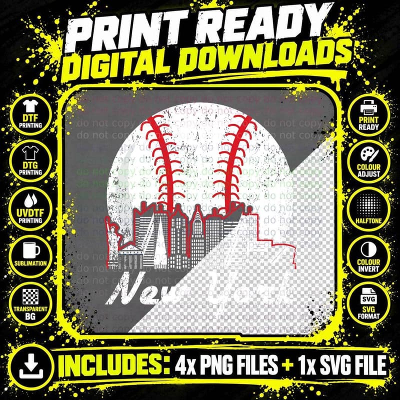 New York Baseball NY T-Shirt Png SVG Digital Bundle