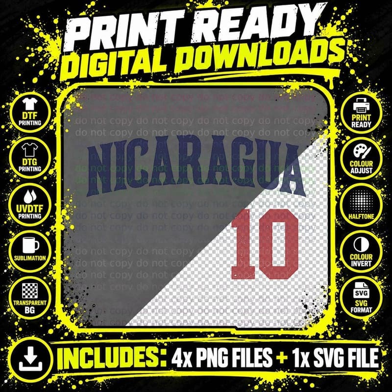 Nicaragua or Nicaraguan in Baseball or Beisbol Style Png SVG Digital Bundle