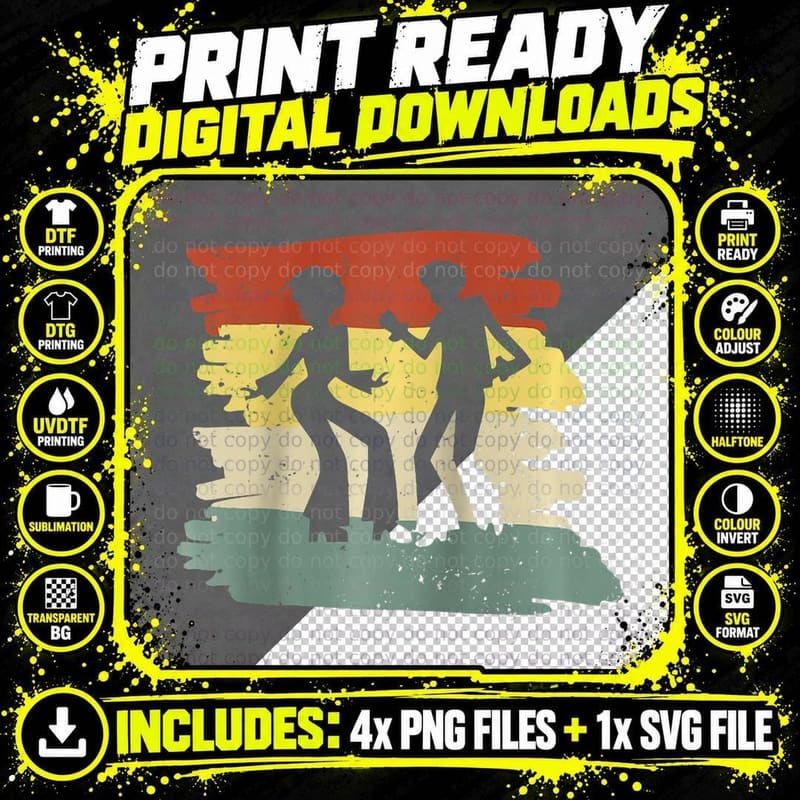 Old Time Disco Retro Fun Dancing Gifts Gift Store Motif Png SVG Digital Bundle