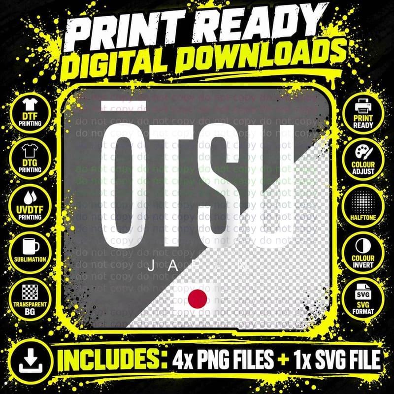 Otsu Japan Classic Design, Fashion Apparel Png SVG Digital Bundle
