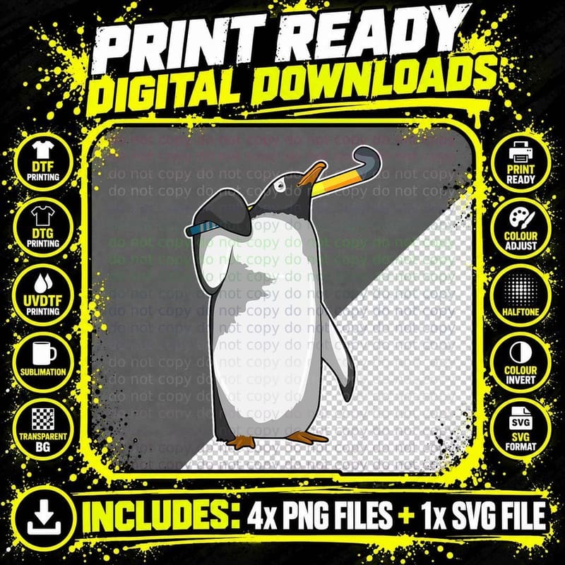 Penguin Hockey Stick Sports T-Shirt Png SVG Digital Bundle