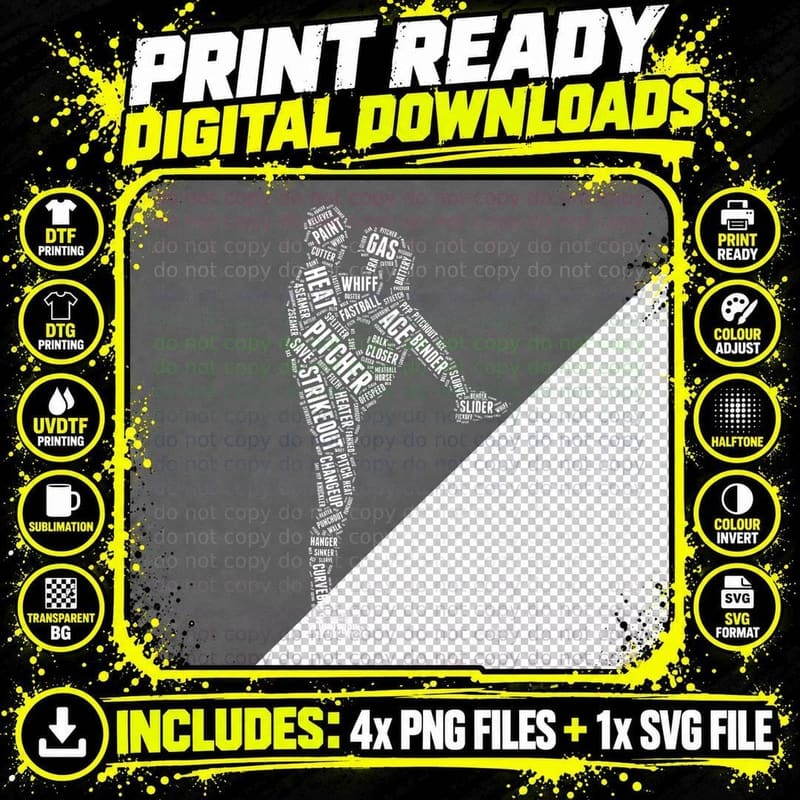 Pitcher on the Mound Baseball Lifestyle T-Shirt Png SVG Digital Bundle