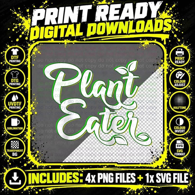Plant Eater Vegetables Veggie Vegan Vegetarian Png SVG Digital Bundle