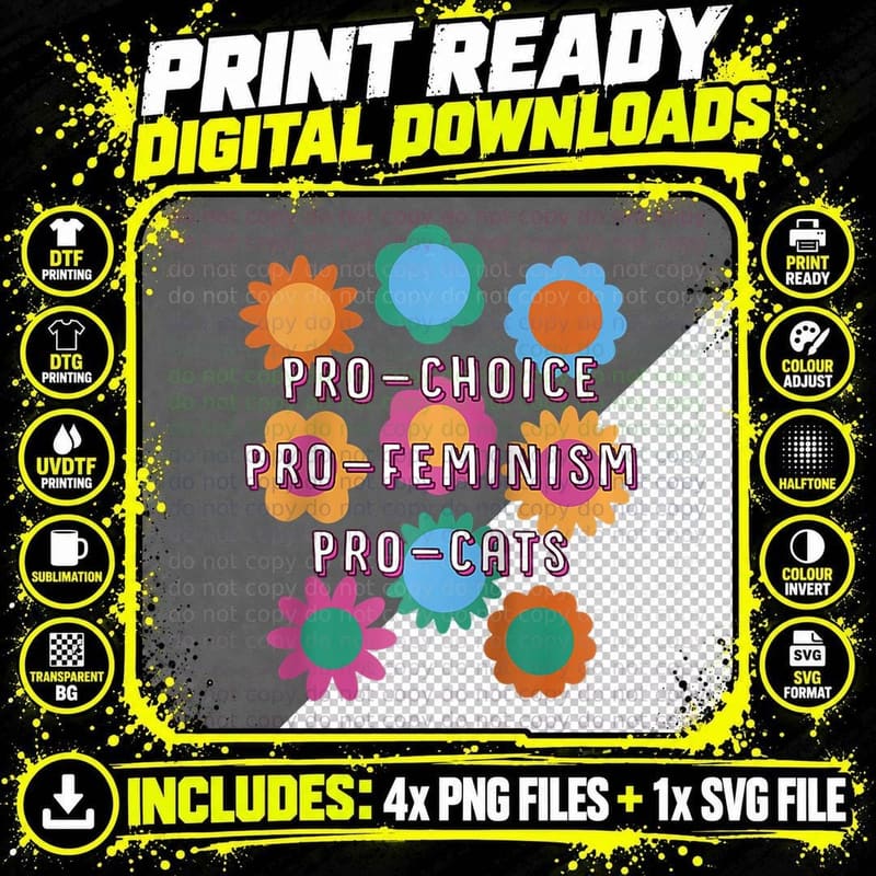 Pro Choice Pro Feminism Pro Cats Feminist Cat Lover Png SVG Digital Bundle