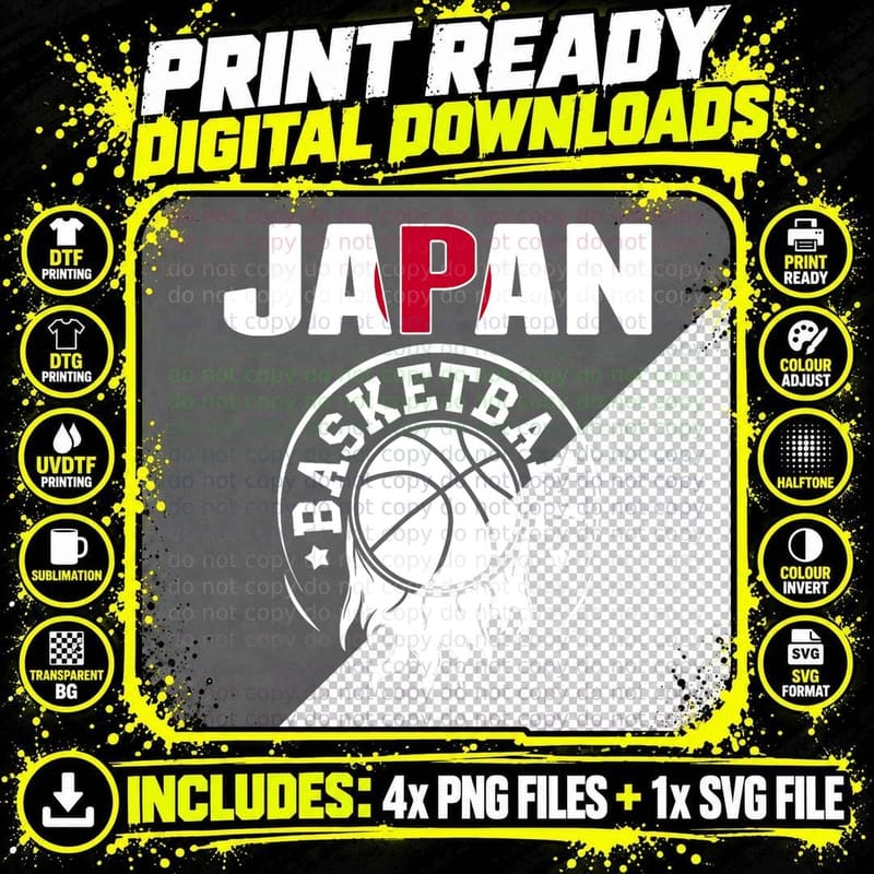 Proud Japan Basketball Fans Jersey - Japanese Flag Png SVG Digital Bundle