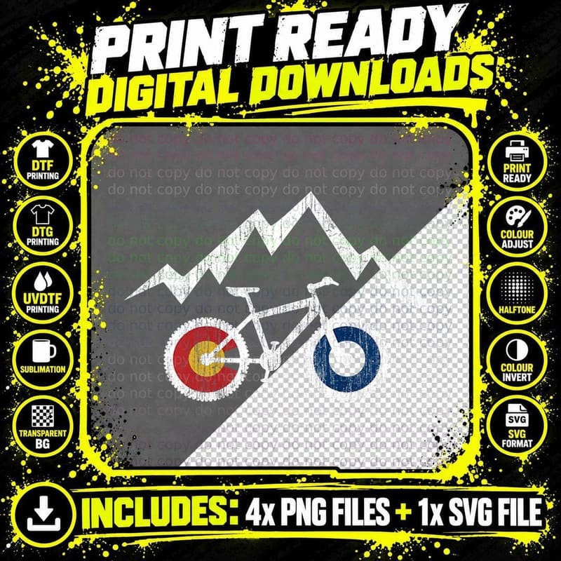 RIDE Colorado Cycling Bicycling MTB Mountain Bike Png SVG Digital Bundle