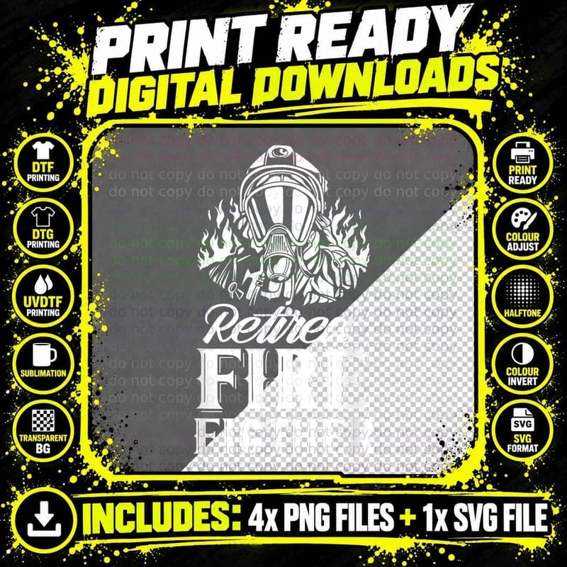 Retired Firefighter Fire Fighter Retirement Retiree Png SVG Digital Bundle