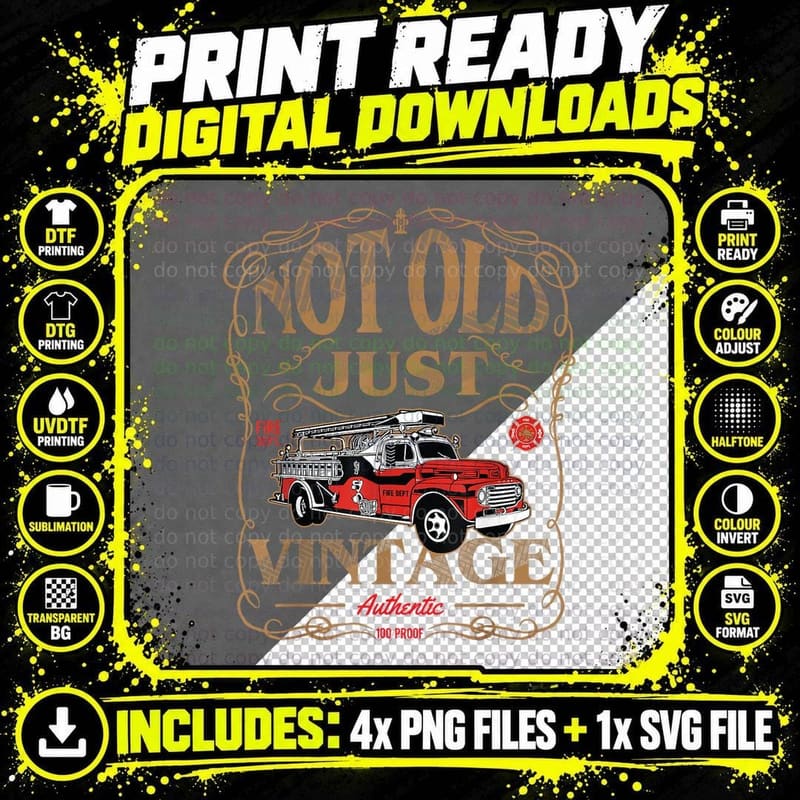 Retired Firefighter, Gift for Old Fireman Fire Fighter Png SVG Digital Bundle