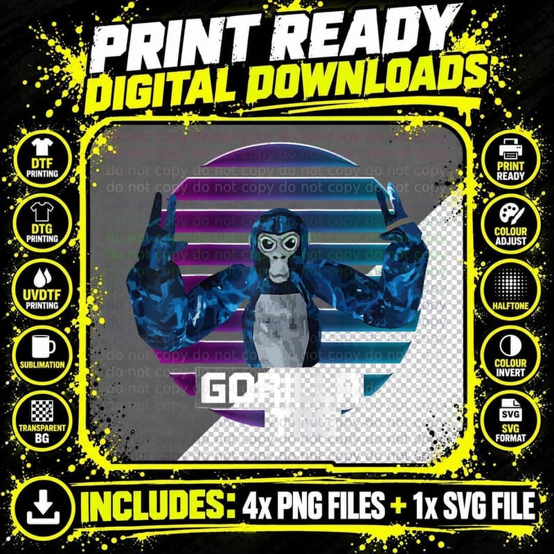 Retro Gorilla Tag, Gorilla Tag Merch Monke Boys Png SVG Digital Bundle