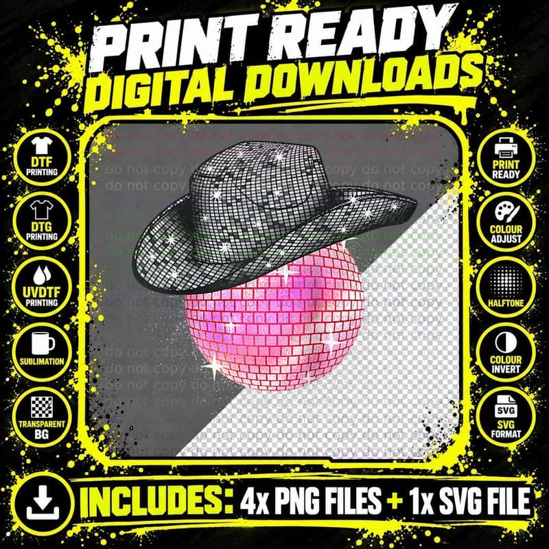 Rhinestone Cowgirl Pink Modern Apparel Png SVG Digital Bundle