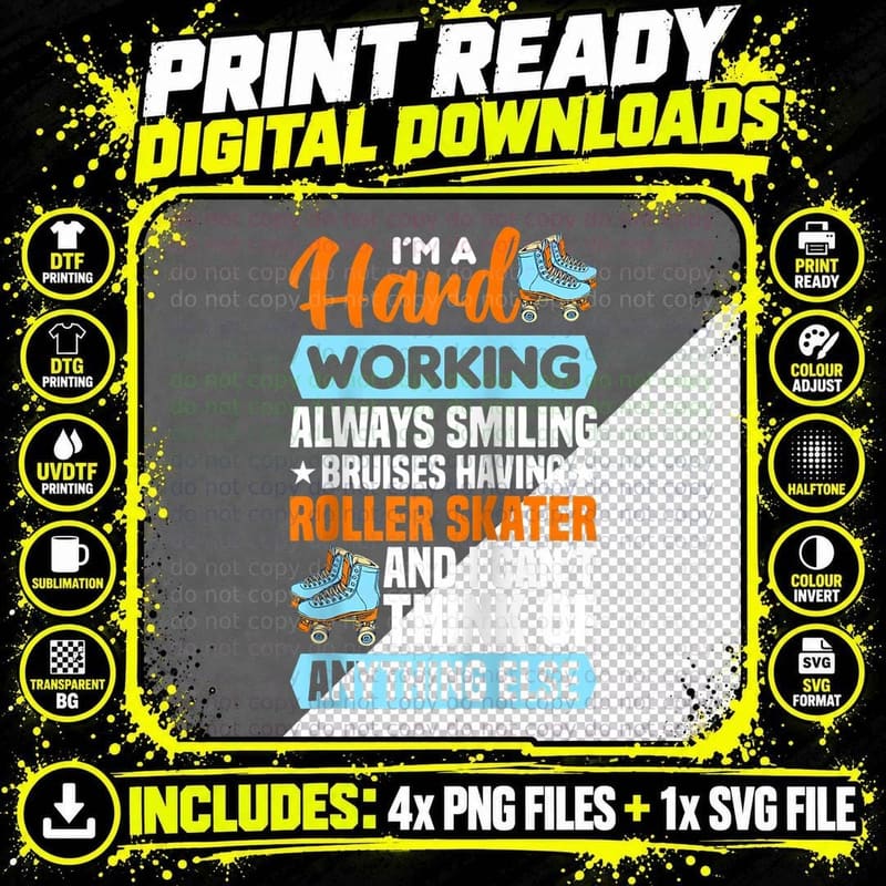 Roller Skater Party Rollerskates Retro Disco Exclusive Png SVG Digital Bundle