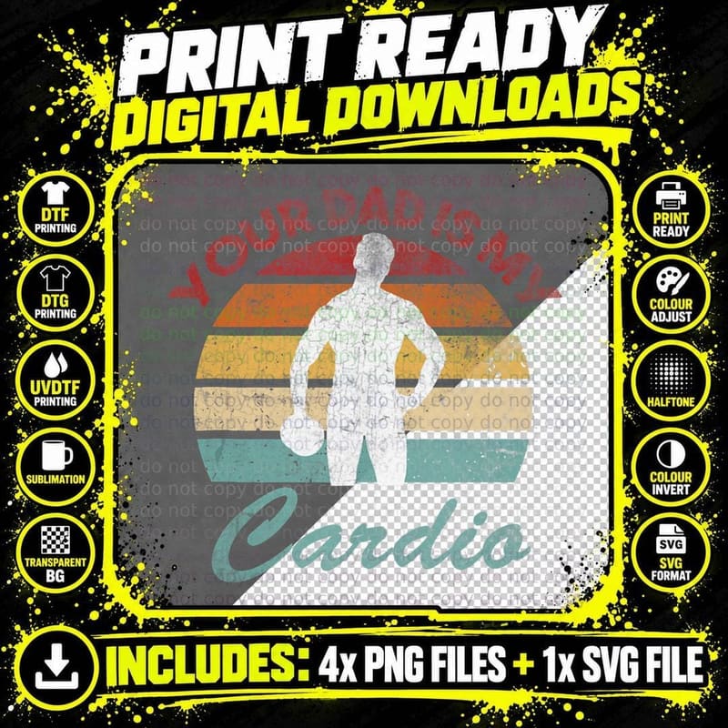 Romance Gym Quotes Meme, Your Dad Is My Cardio, Fitness Png SVG Digital Bundle