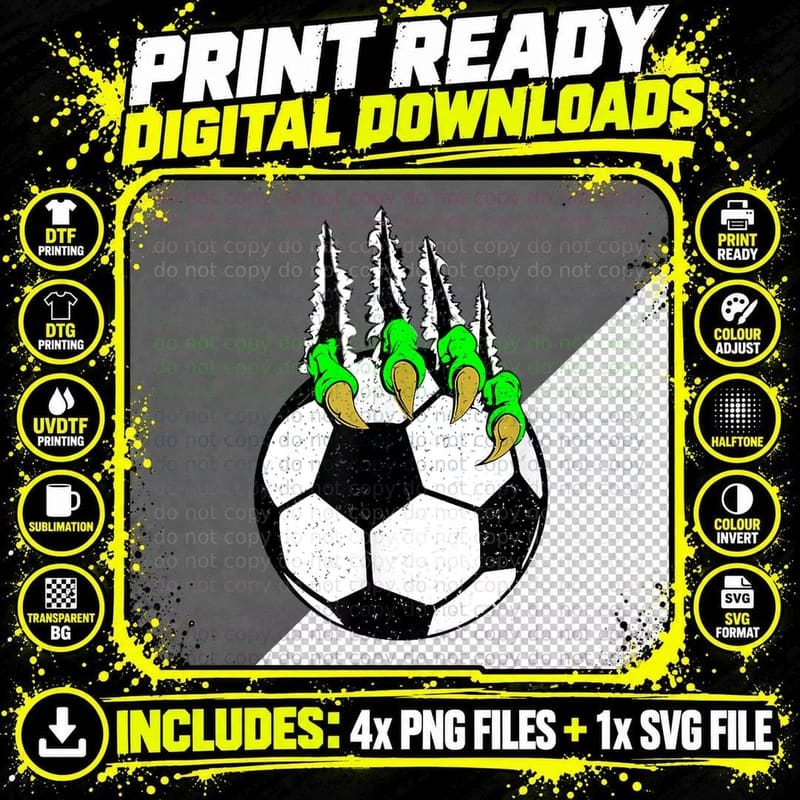 Soccer Dragon Claw Vintage T-Shirt Png SVG Digital Bundle