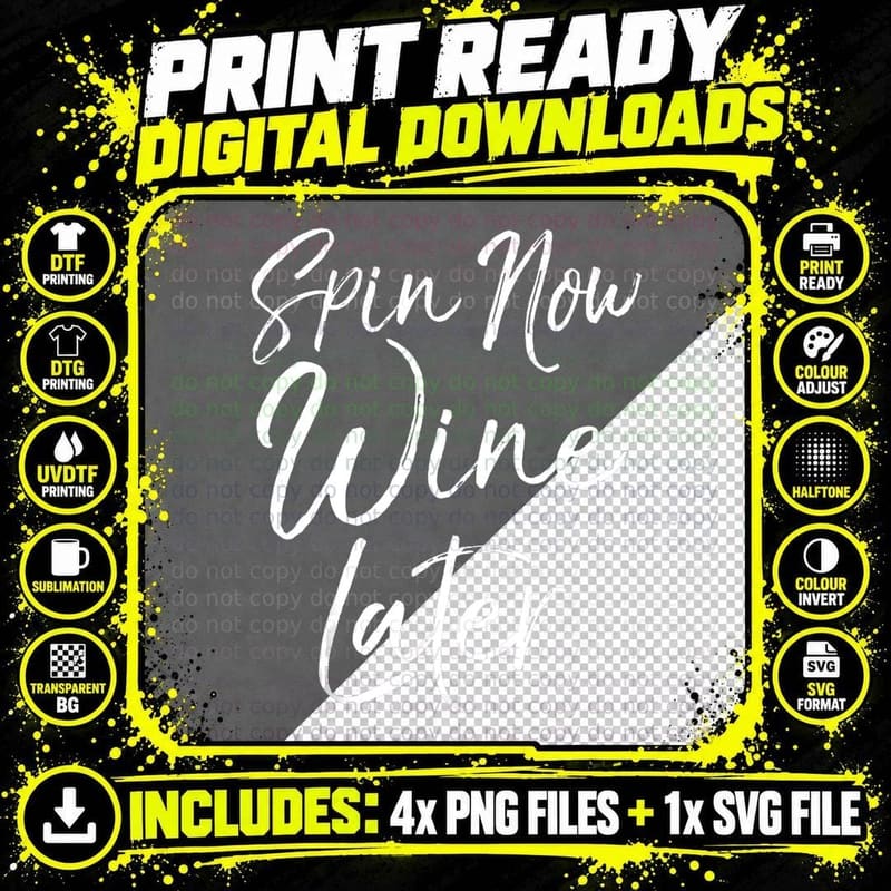 Spinning Workout Quote Cycling Class Spin Now Wine Later Png SVG Digital Bundle