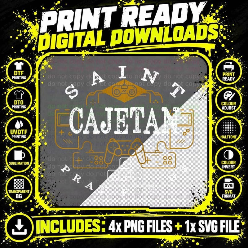 St Cajetan Catholic Gamer Gaming Catholic Kids Teen Png SVG Digital Bundle