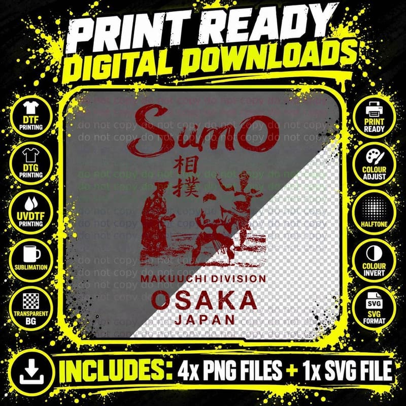 Sumo Wrestling Japan Osaka Japanese Vintage T-Shirt Png SVG Digital Bundle