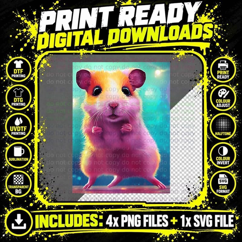 Super Cute Hamster Comic Drawing Funny Sweet Animal Png SVG Digital Bundle