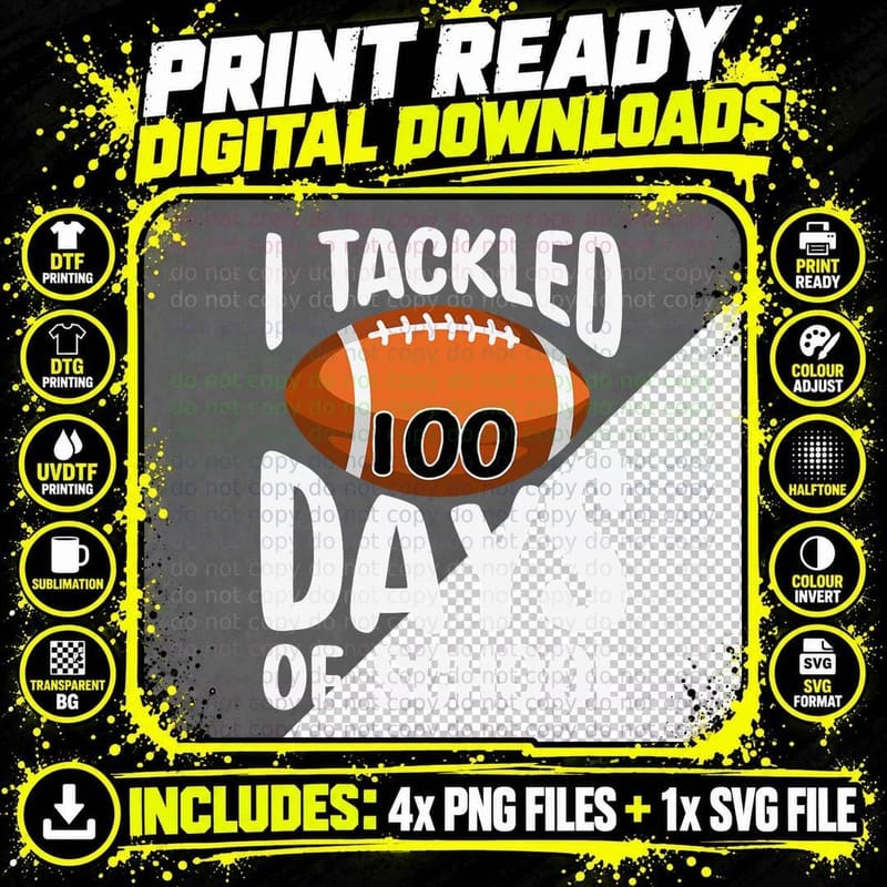 Tackled 100 Days Basketball Boys Costume 100th Day of Png SVG Digital Bundle