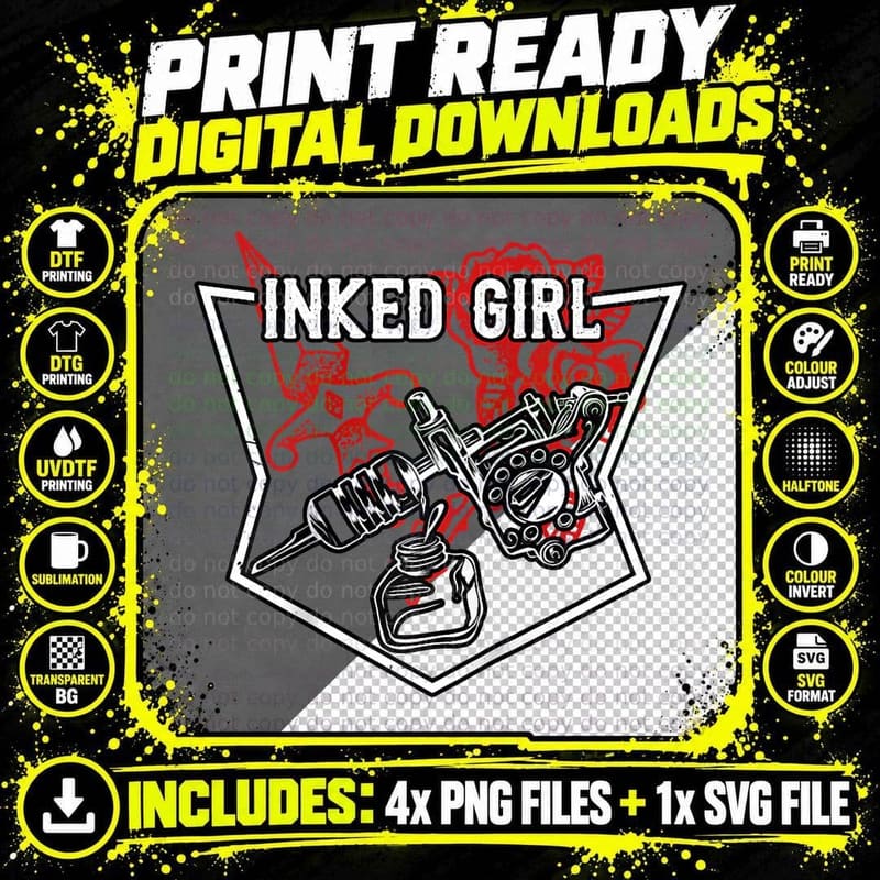 Tattoo Artist Inked Girl, Tattoo Art T-Shirt Png SVG Digital Bundle