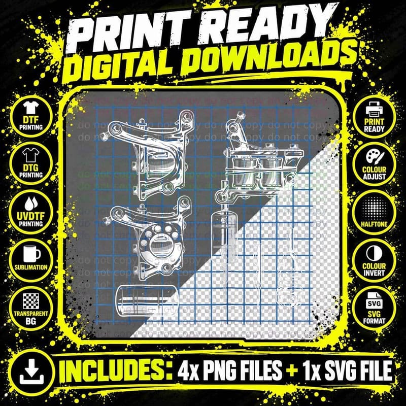 Tattoo Artist Tattoo Machine Plans, Tattoo Art T-Shirt Png SVG Digital Bundle