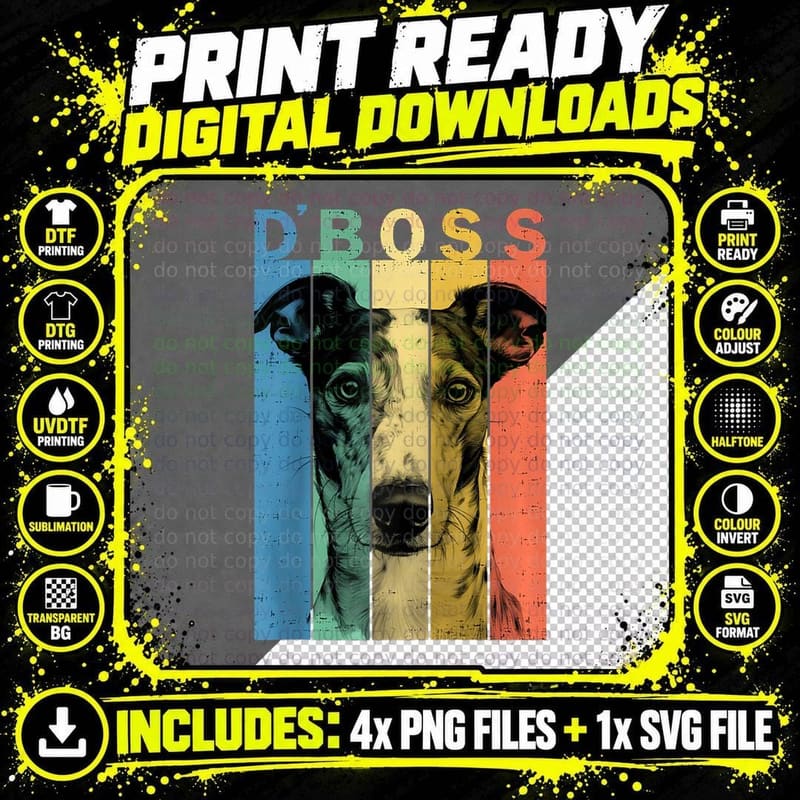 The Funny Greyhound Boss Mom Dad Dog Lover Png SVG Digital Bundle